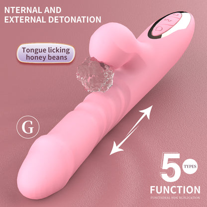 JEAMADO Dual-Action G-Spot & Clitoral Vibrator with Tongue-Licking Sensation