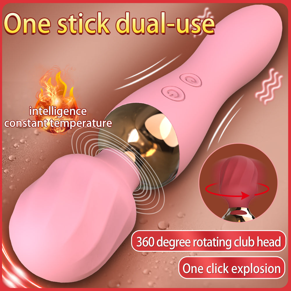 JEAMADO 360° Rotating AV Stick – Dual-Ended Vibrator with Intelligent Heating & Strong Tremor