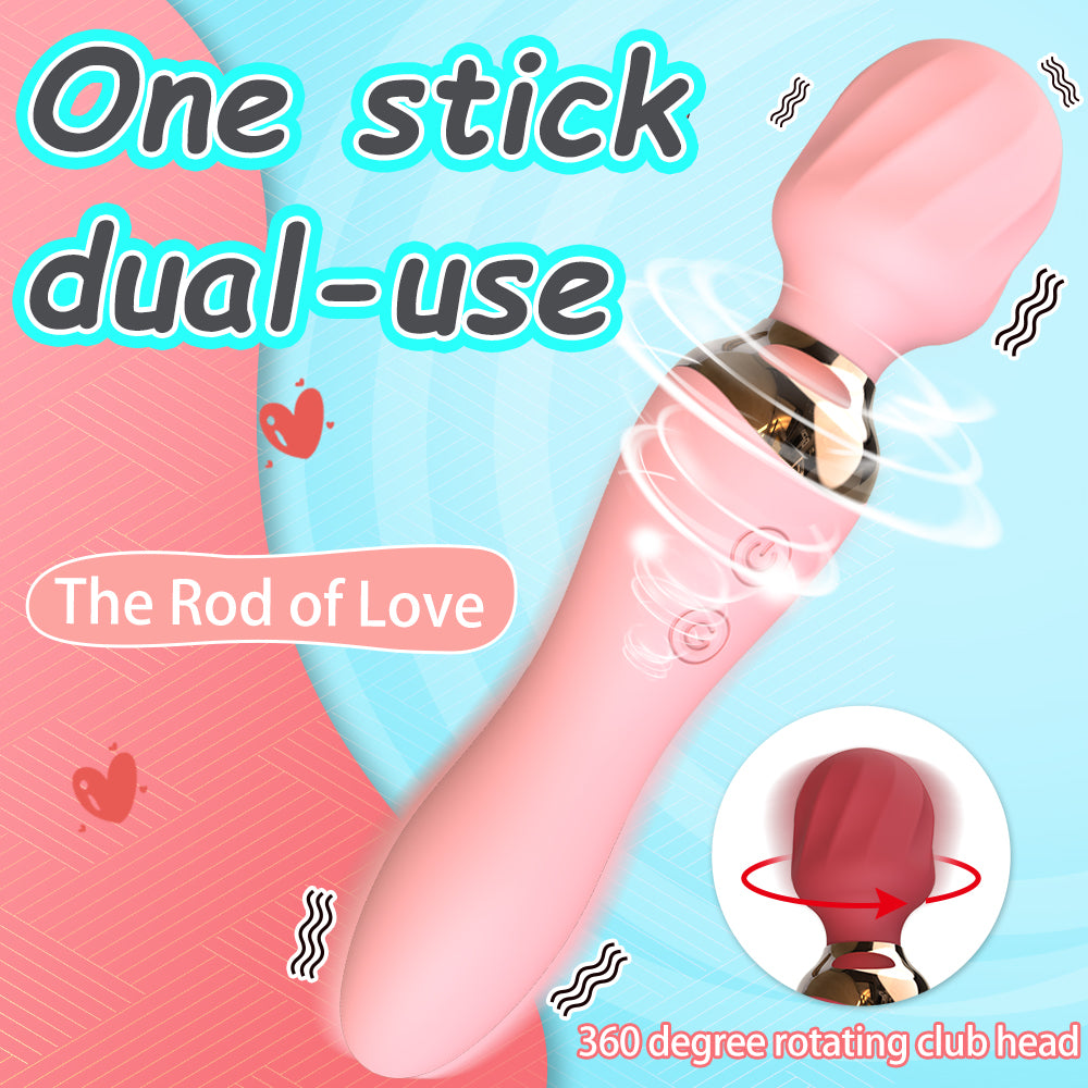 JEAMADO 360° Rotating AV Stick – Dual-Ended Vibrator with Intelligent Heating & Strong Tremor