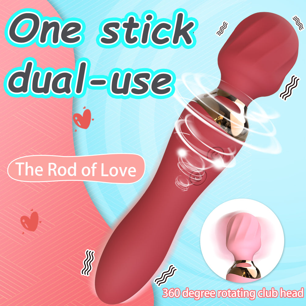 JEAMADO 360° Rotating AV Stick – Dual-Ended Vibrator with Intelligent Heating & Strong Tremor